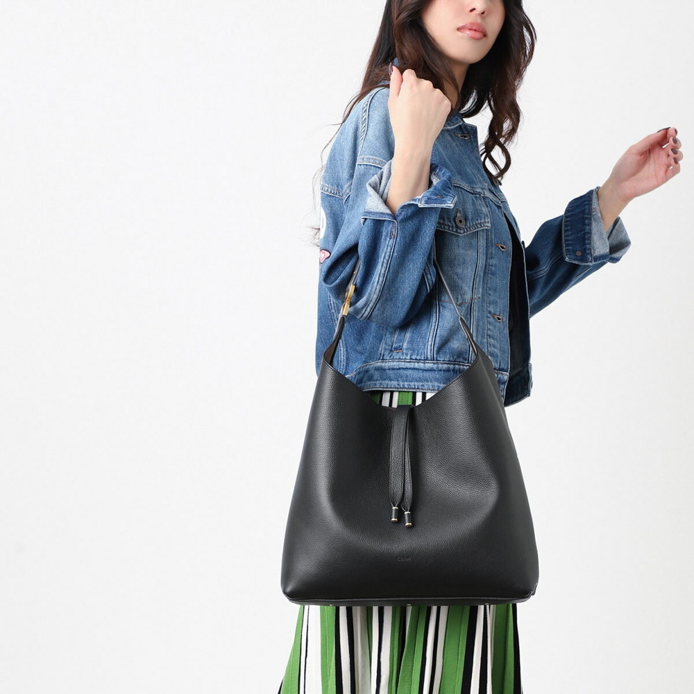 Chloe Marcie Hobo Bag Leather Black